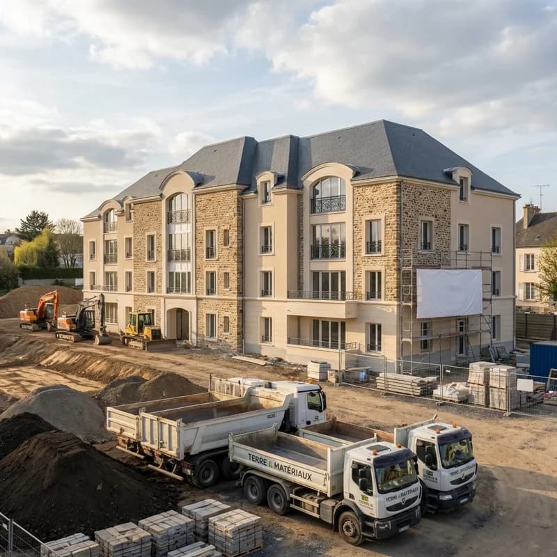 Livraison de matériaux et évacuation de terre — logistique chantier