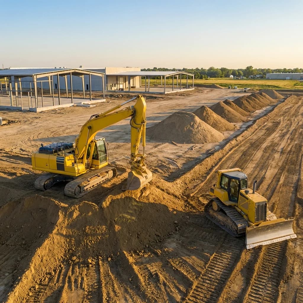 Terrassement, livraison et évacuation de terre sur un chantier