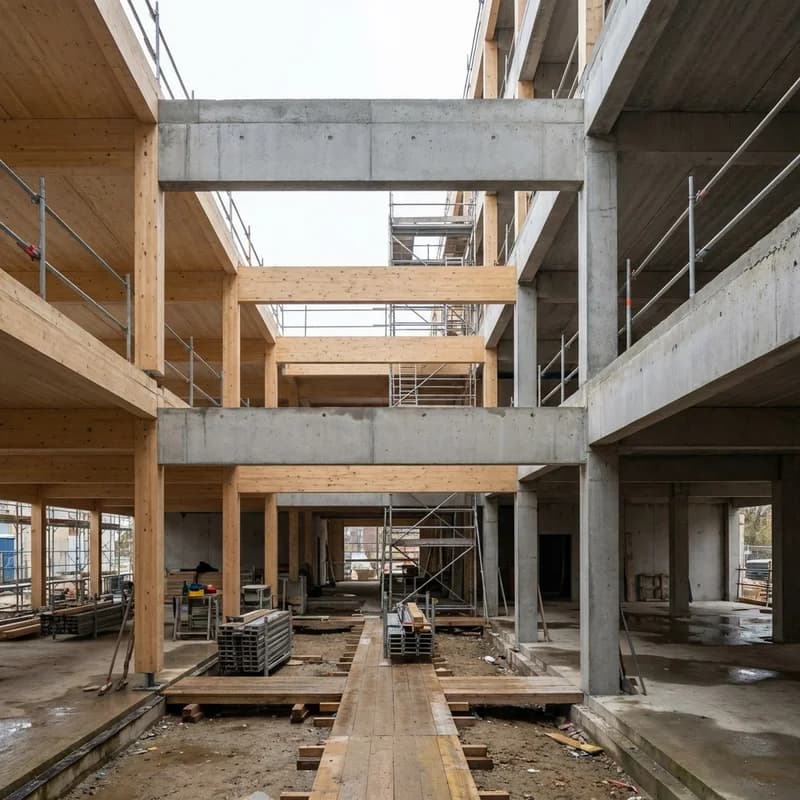 Charpente bois et structure béton — ossature et toiture