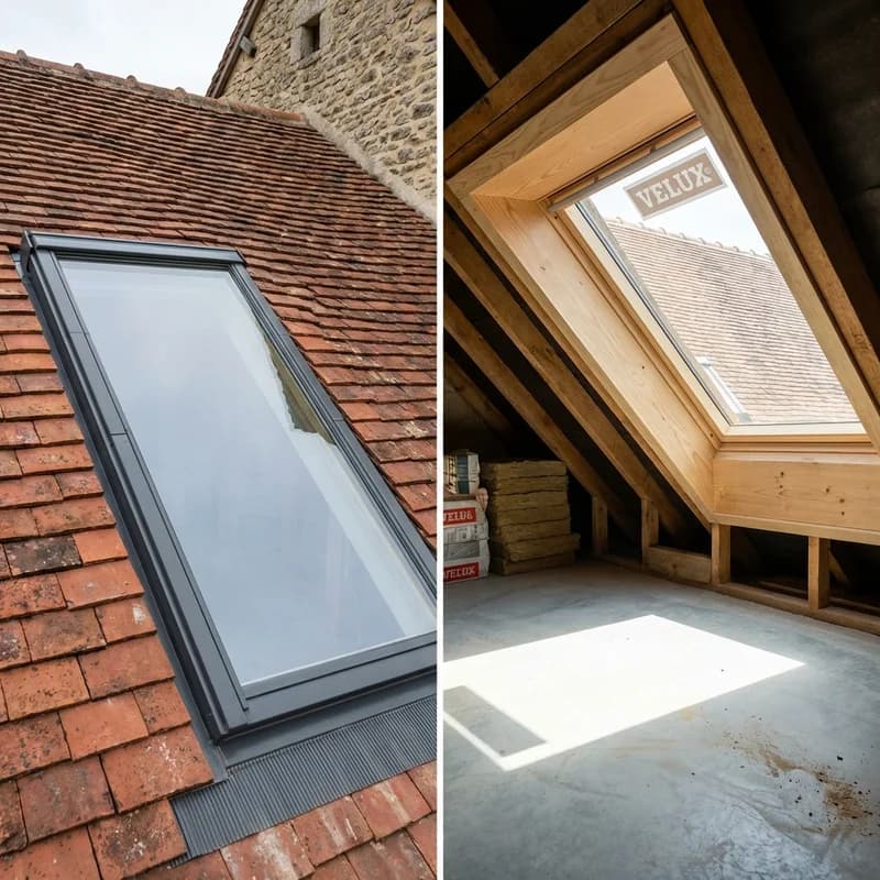 Pose de fenêtres de toit Velux — lumière naturelle sous combles