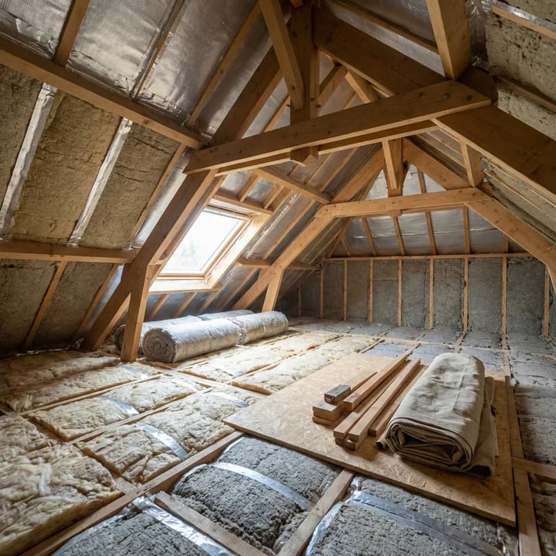 Isolation thermique des combles — soufflage et panneau isolant